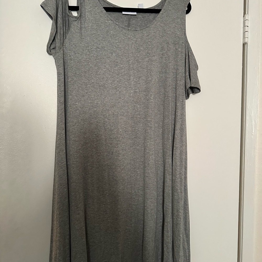 New York & Company Gray Asymmetrical Sundress